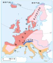 歐洲西部氣候類型分布圖