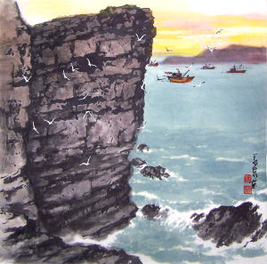 海島晨曲  68x68cm  2003