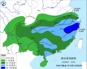 1月21日-22日，湖南、貴州的部分地區將出現凍雨天氣。