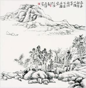 嵐氣欲飛山隔岸 68cm-68cm