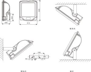 NSC9700防眩通路燈安裝示意圖