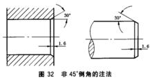 非45°倒角的注法