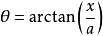 \theta=\arctan\left(\frac{x}{a}\right)