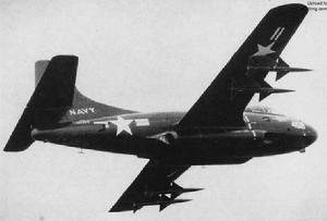 1950 年代初，掛載 4 枚 AAM-N-2 麻雀飛彈的 XF3D-1 戰鬥機