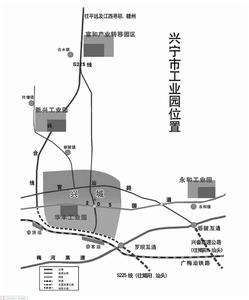 興寧市轄區各工業園距離