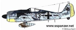 黃機身Fw190-8，Priller中校的座機