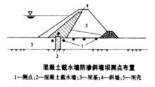 混凝土截水牆防滲斜牆壩測點布置