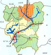 京九、廣梅汕鐵路經過河源市區示意圖