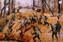 描繪442步兵團在法國孚日山脈作戰的油畫。