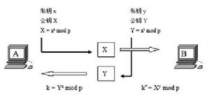 圖1 Diffie-Hellman算法過程示意圖