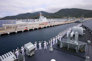 資料圖：榆林海軍基地的中國軍艦。