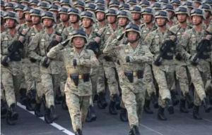 “狼牙山五壯士”英模部隊方隊將軍領隊