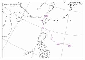 熱帶風暴古超路徑圖（JMA）