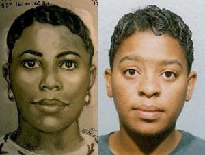 這名女子涉嫌在1995年綁架了一名嬰兒，吉布森的畫像和這名女子的長相十分相似