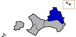 金沙鎮在金門縣的位置（藍色部分）
