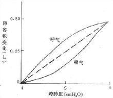 肺的靜態順應性曲線（1cmH2O=0.098kPa)