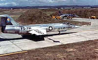 1958年9月15日，83戰鬥攔截中隊（83rd Fighter Interceptor Squadron）停放在台灣桃園空軍基地的洛克希德F-104A型戰鬥機