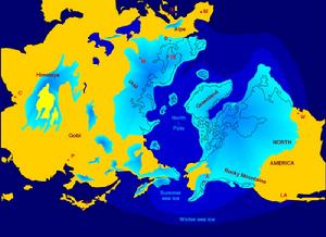在最近的一次冰川時期北半球被冰川覆蓋的情況